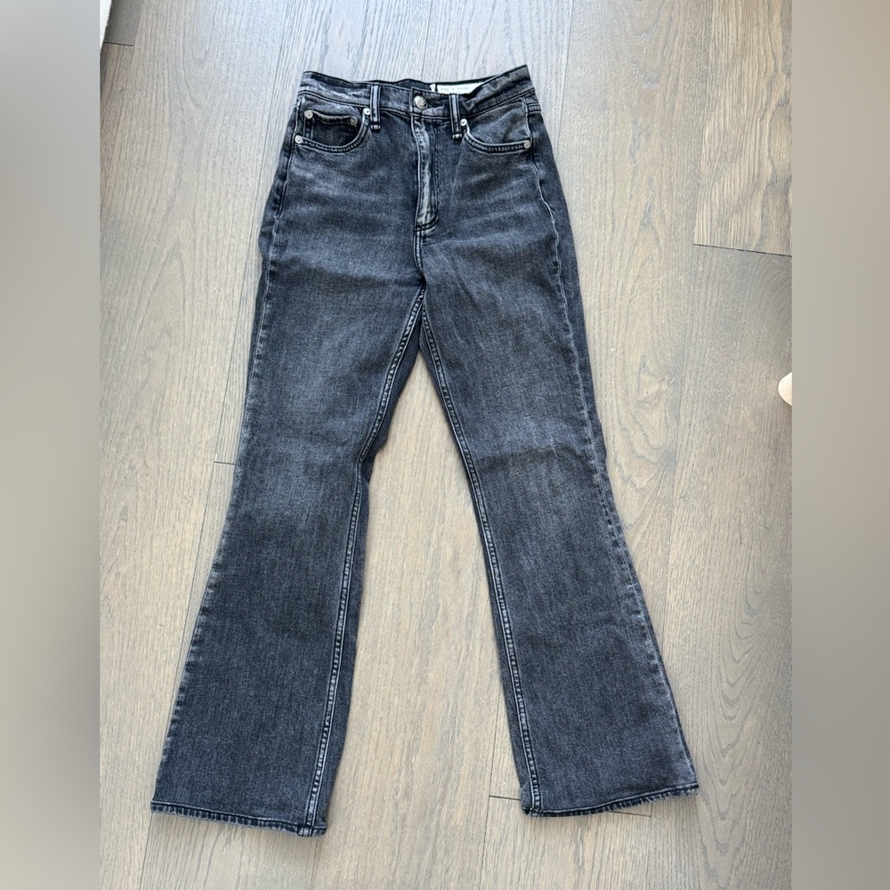 Rag & Bone Dark Gray Flare Jeans.